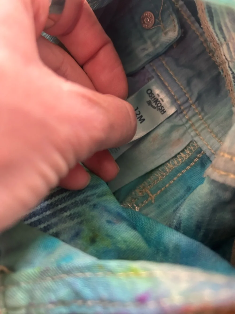 Oshkosh B’gosh tie dye railroad overalls Size 12 months